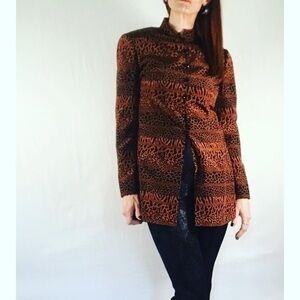 Vintage Anne Crimms Cheetah Print Silk Tunic